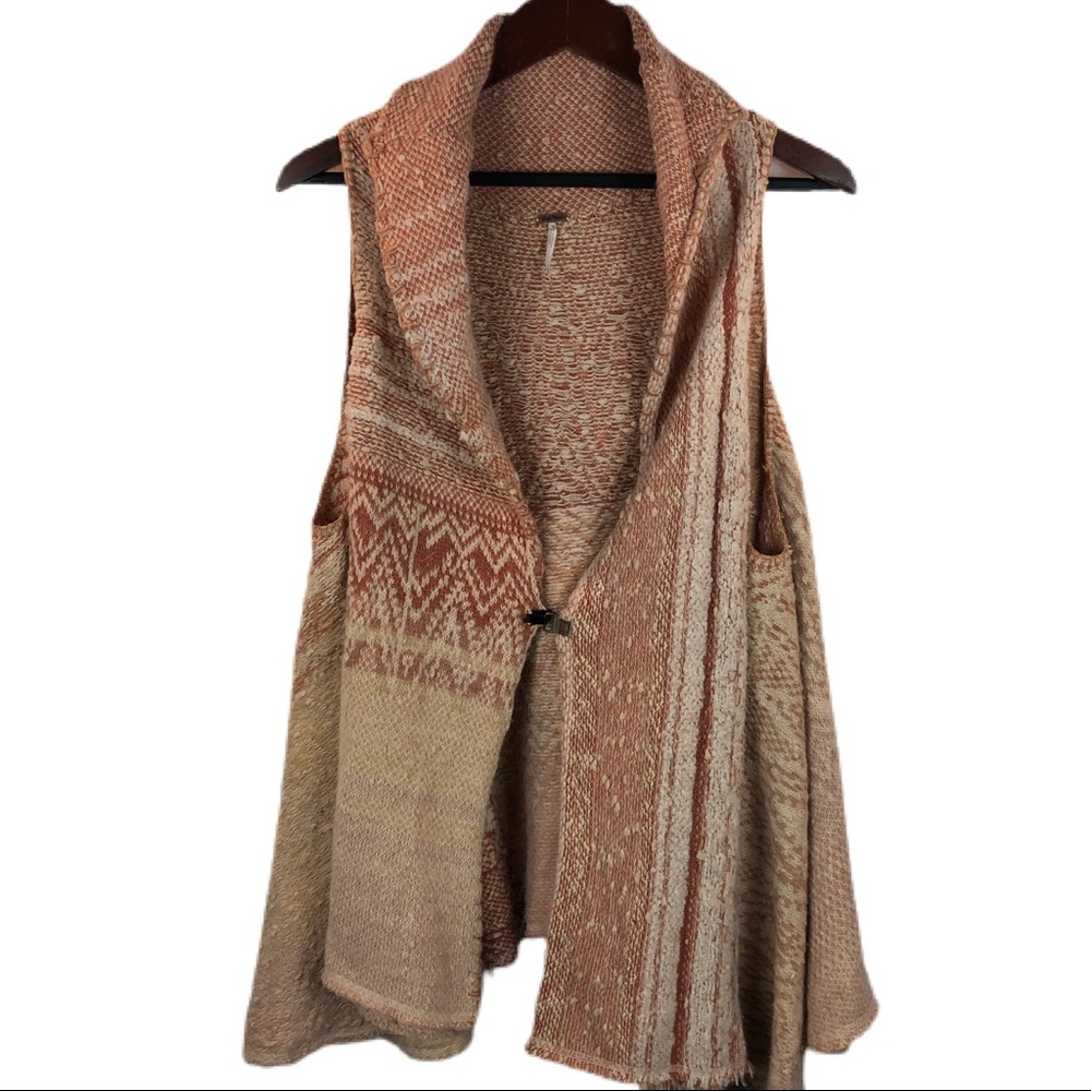 Free People Wool Sleeveless Cardigan With Clasp